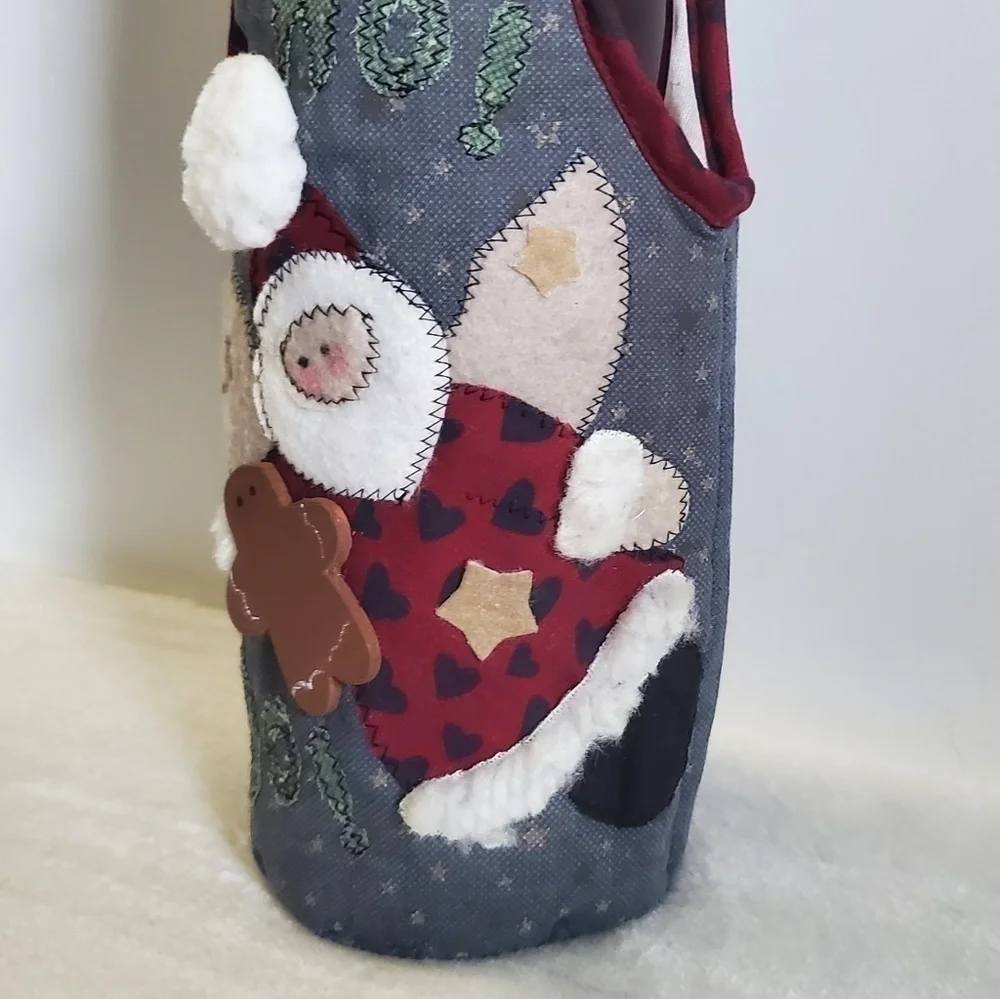 CHRISTMAS Holiday Santa Stars Gingerbread Wine Holder Bag